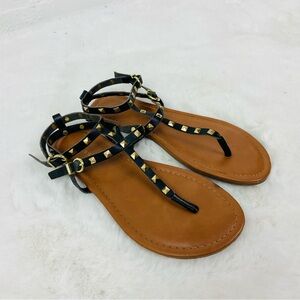 Massini Black and Tan Studded strappy gladiator Sandals size 9